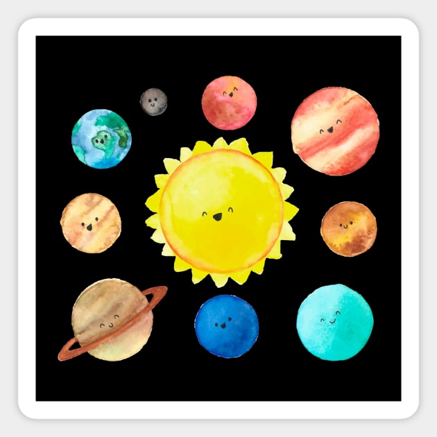 Solar System Watercolor Design for Kids Magnet by vladocar